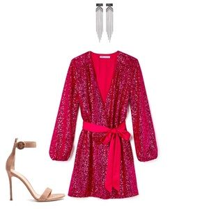 Red sequin robe style dress
